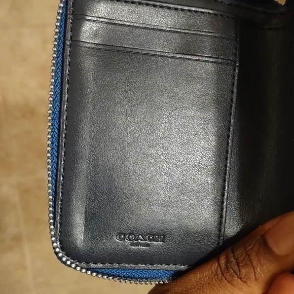 Coach Blue and Brown Leather Wallet - Picture 7 of 9